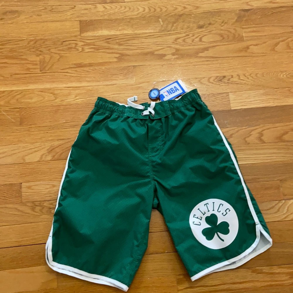 boys boston celtics NBA swim trunks never worn